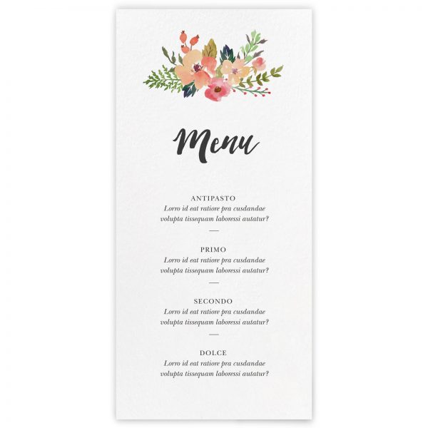 Menu ricevimento Zoe